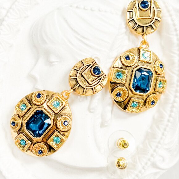 Blue Crystal Earrings, Bridal Crystal Earrings, Bridesmaids Crystal Earrings - Picture 3 of 11